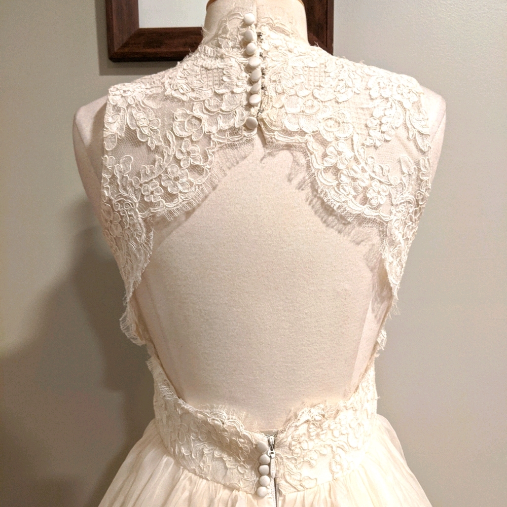 JIM HJELM Wedding Dress Tea Length Designer Retro